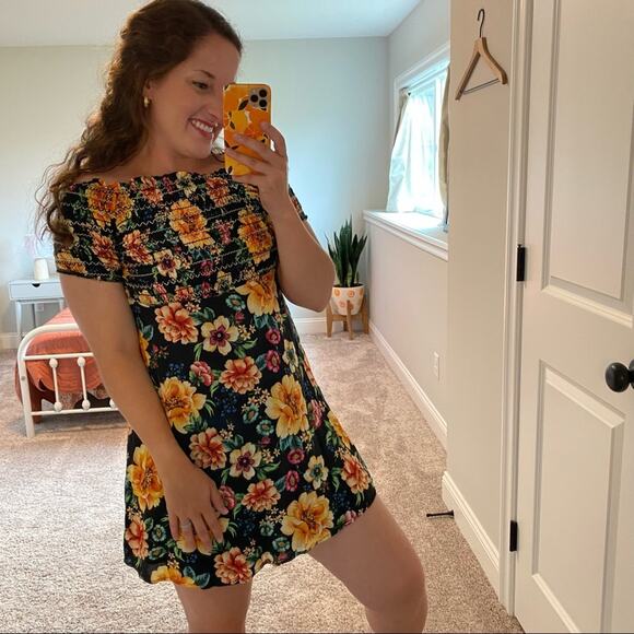 Farm Rio Anthropologie Smocked Floral Mini Dress SP - Picture 15 of 15